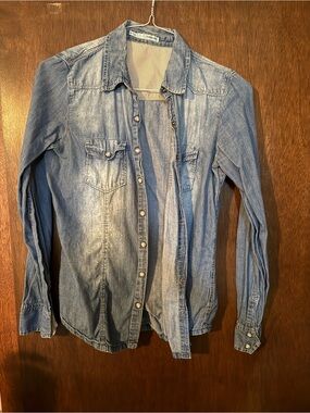 Women’s Light Blue Denim Shirt - Casual Button-Up